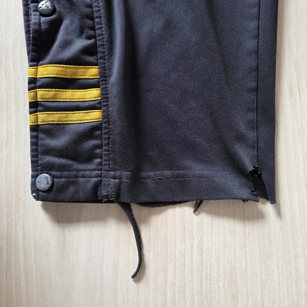 Vintage 2003 Adidas Snap Button Track Pants - Men's Medium Black/Yellow Thrashed - Picture 8 of 13